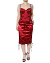 Robe mi-longue moulante en dentelle rouge style bustier Dolce &amp; Gabbana