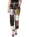 Dolce &amp; Gabbana – Mehrfarbige Jacquard-Hose mit hoher Taille und Patchwork