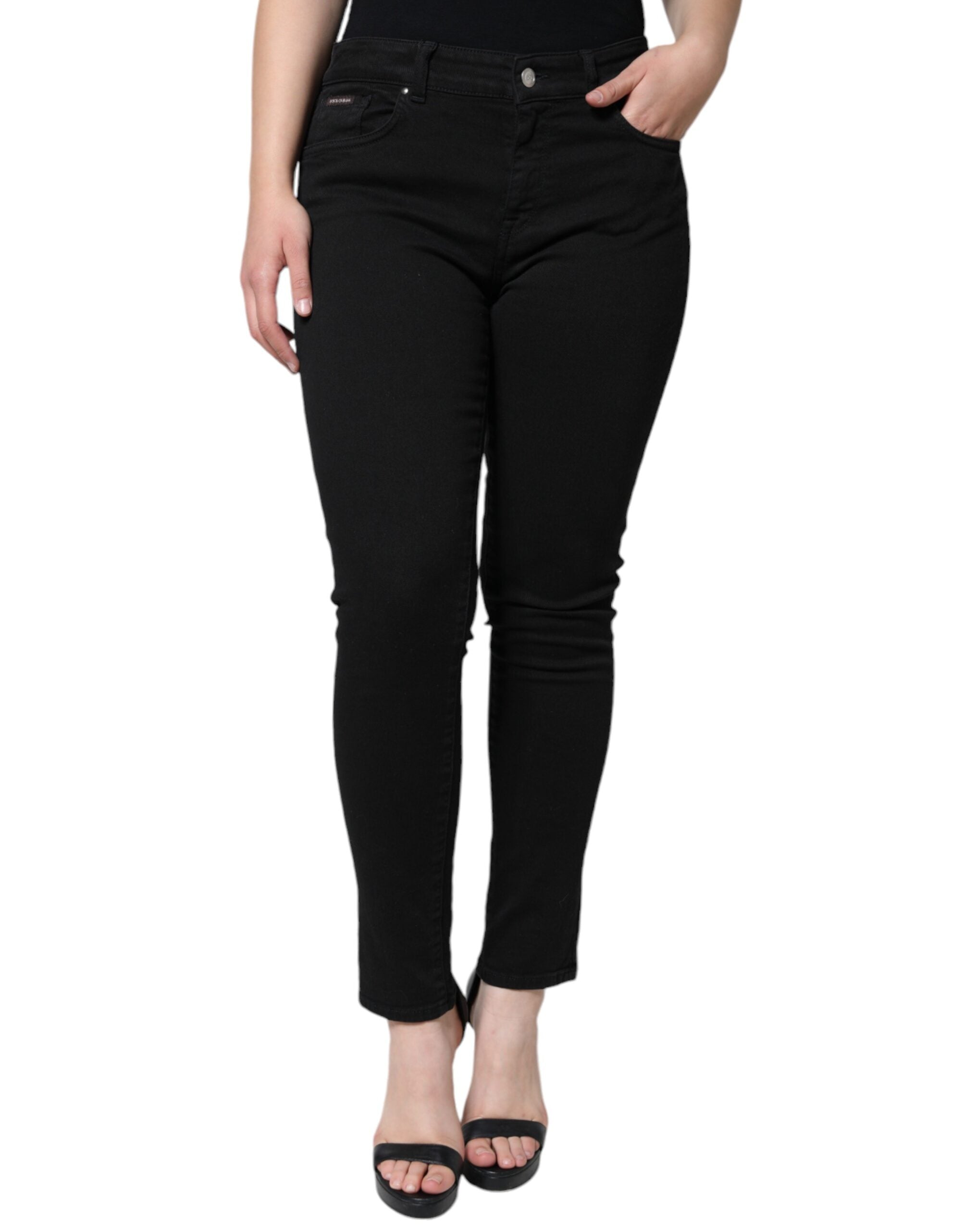 Dolce & Gabbana – Schwarze Skinny-Jeans aus Baumwolle mit mittlerer Taille