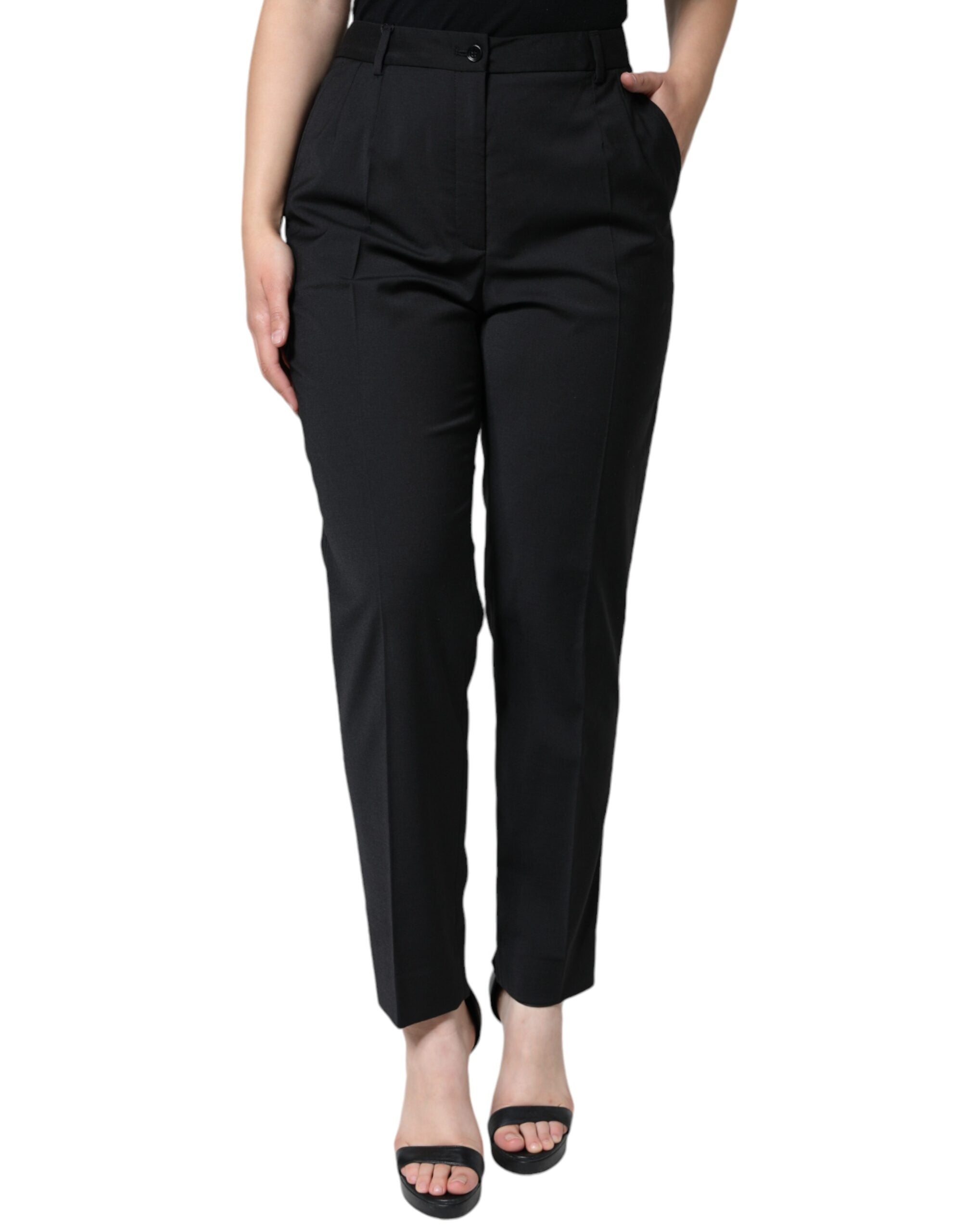 Dolce & Gabbana Schwarze hoch taillierte konische Hose für Damen