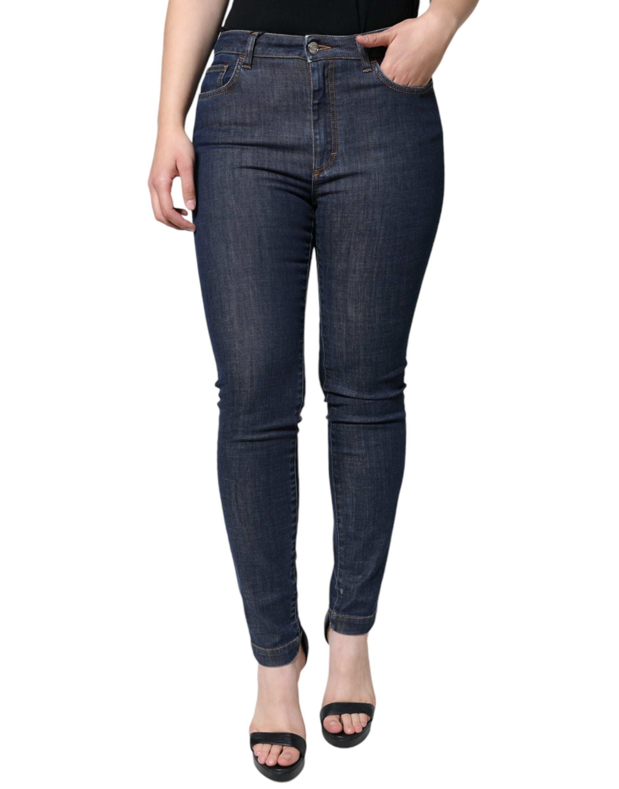 Dolce & Gabbana Dunkelblaue QUEEN Skinny Jeans aus Baumwolle