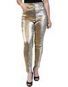 Dolce &amp; Gabbana – Enge Hose mit hoher Taille in Metallic-Gold