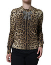 Dolce &amp; Gabbana – Langärmliger Pullover mit Leopardenverzierung in Braun