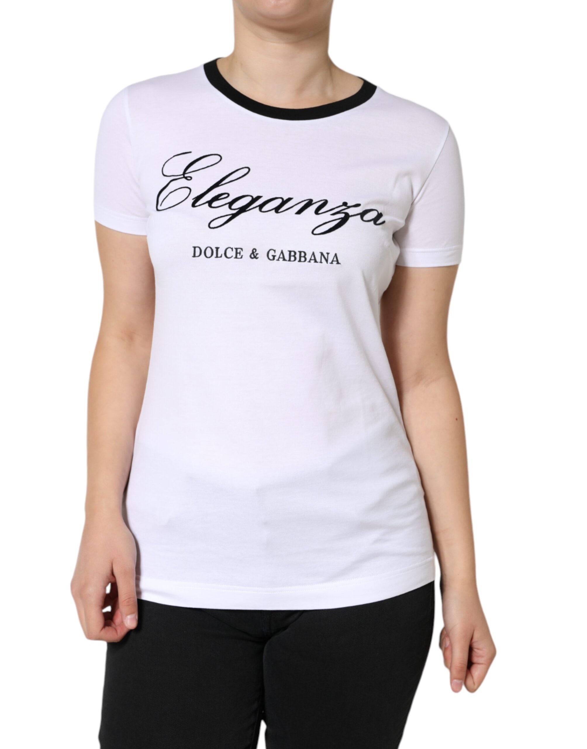 T-shirt à manches courtes en coton imprimé Eleganza blanc Dolce & Gabbana