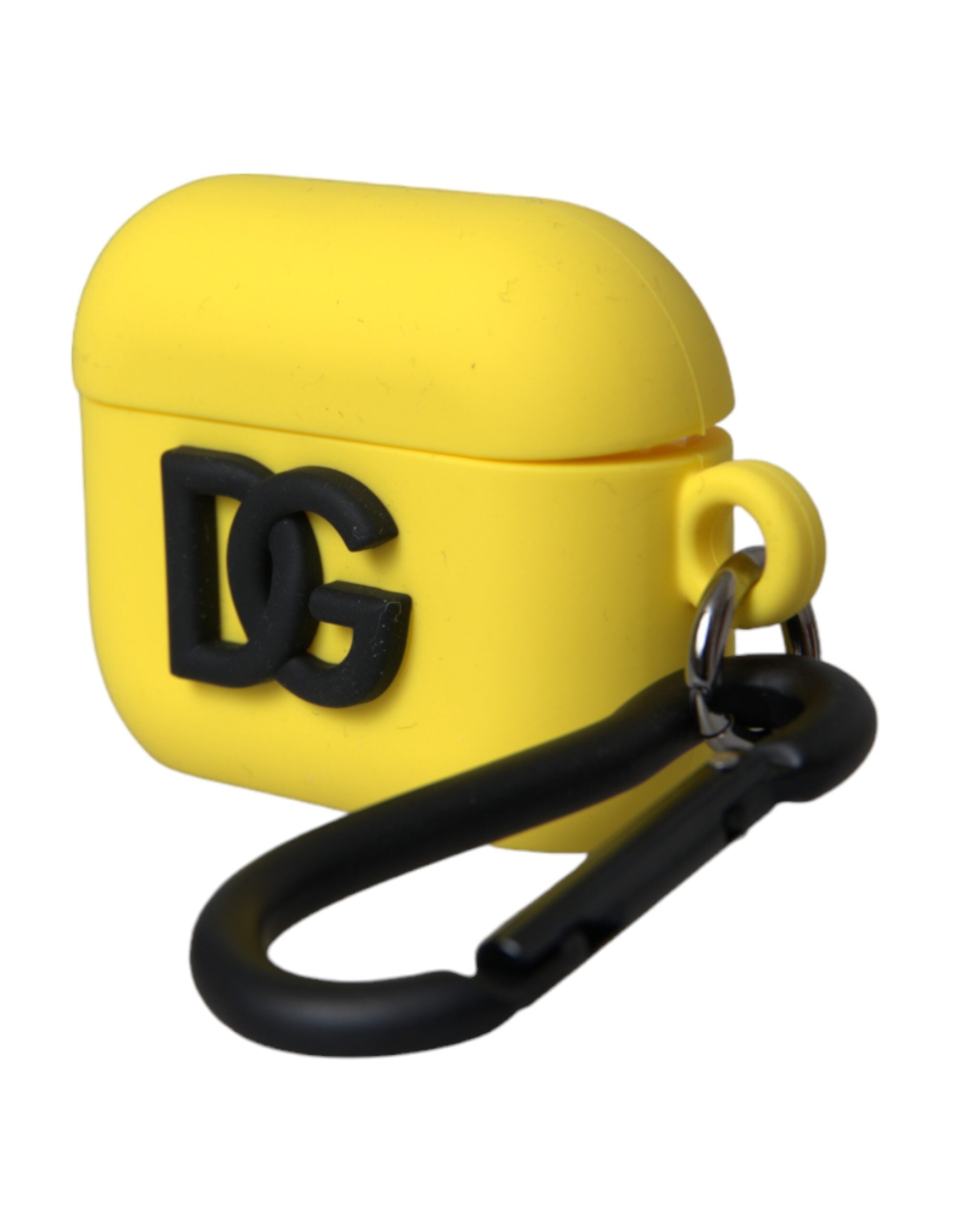 Étui pour Airpods Dolce & Gabbana en silicone jaune avec logo en relief