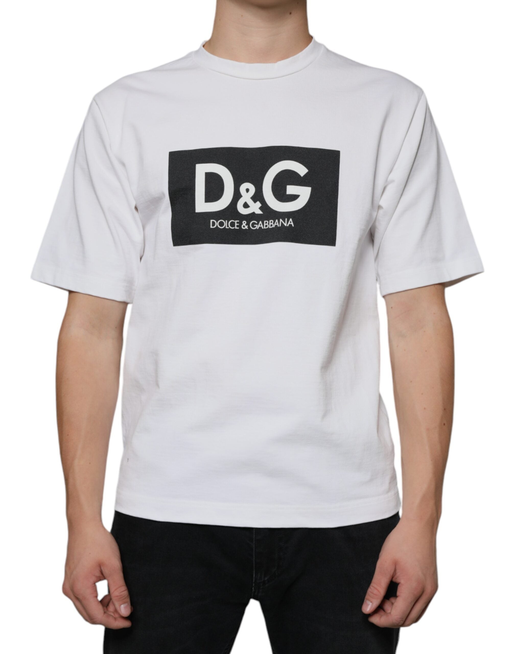 Dolce & Gabbana – Lässiges T-Shirt aus weißer Baumwolle mit DG-Logo-Print