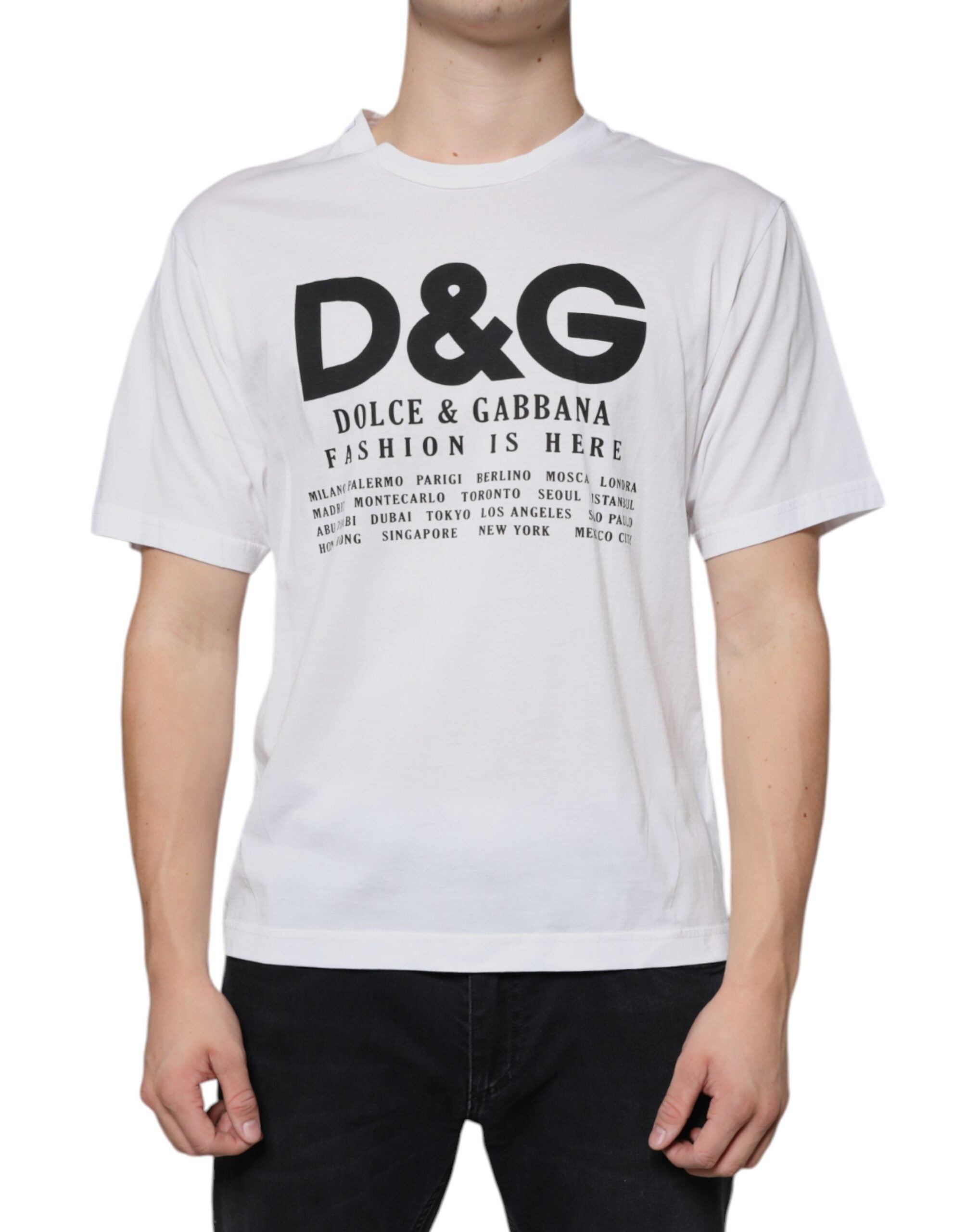 Dolce & Gabbana – Lässiges T-Shirt aus weißer Baumwolle mit DG-Logo-Print