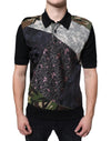 Dolce &amp; Gabbana Mehrfarbiges Polo-T-Shirt aus Seide mit Camouflage-Patchwork