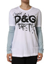 T-shirt col rond en coton blanc avec logo imprimé Dolce &amp; Gabbana