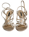 Dolce & Gabbana Beige Leather Stiletto Heels Sandals Shoes