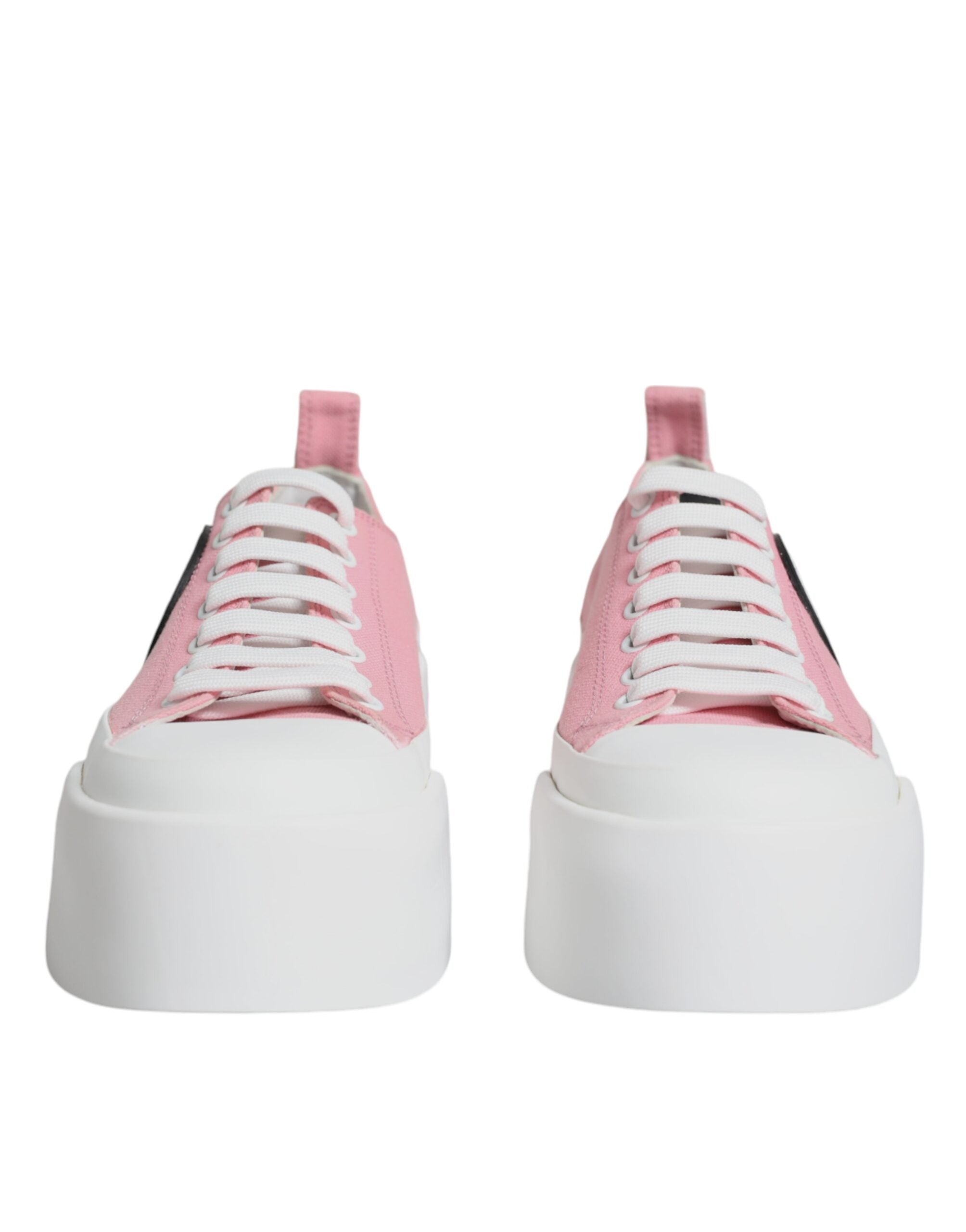 Baskets basses Dolce & Gabbana en toile rose et blanche avec logo