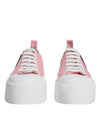 Baskets basses Dolce &amp; Gabbana en toile rose et blanche avec logo