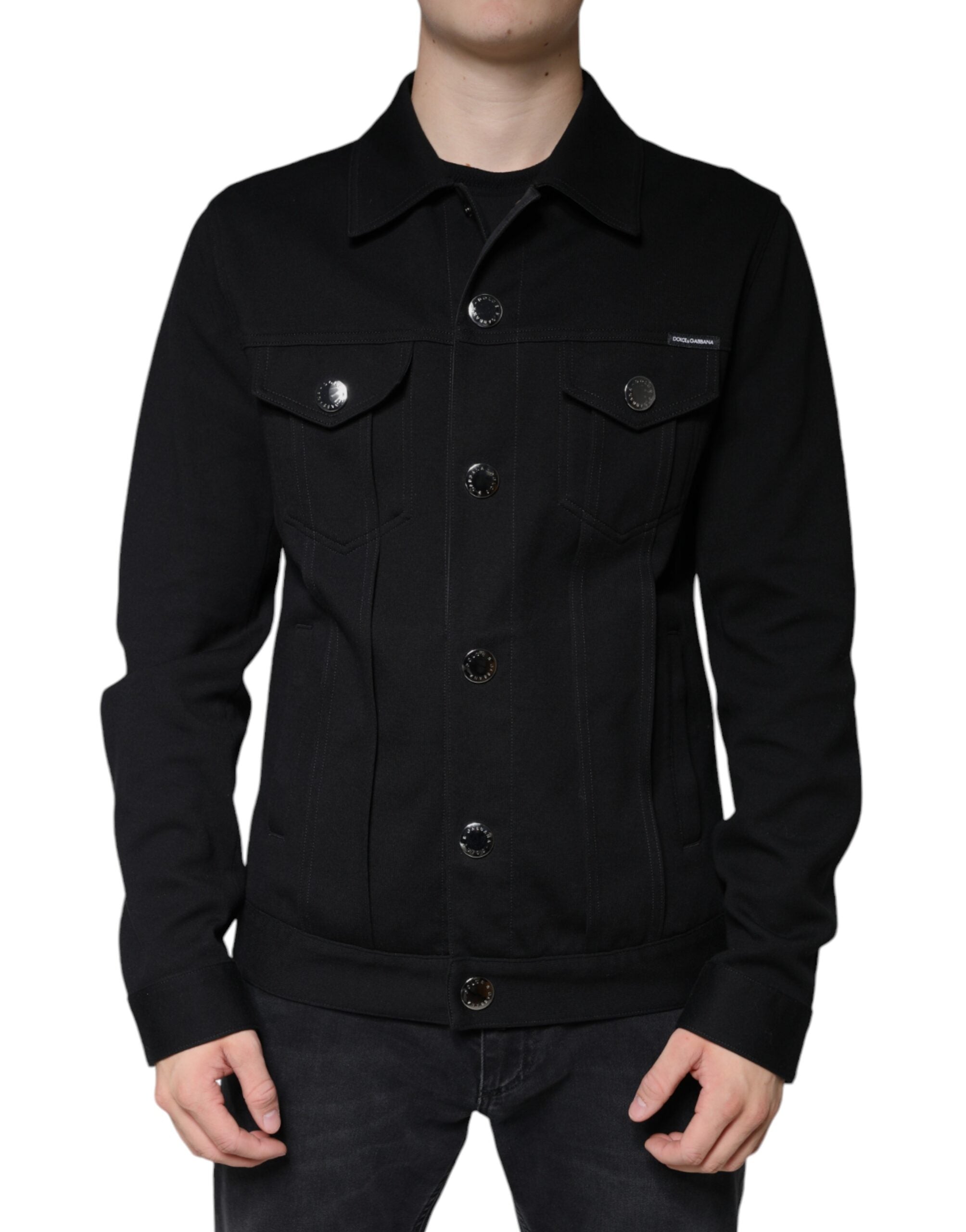 Dolce & Gabbana – Schwarze Button-Down-Jacke aus Baumwollmischung