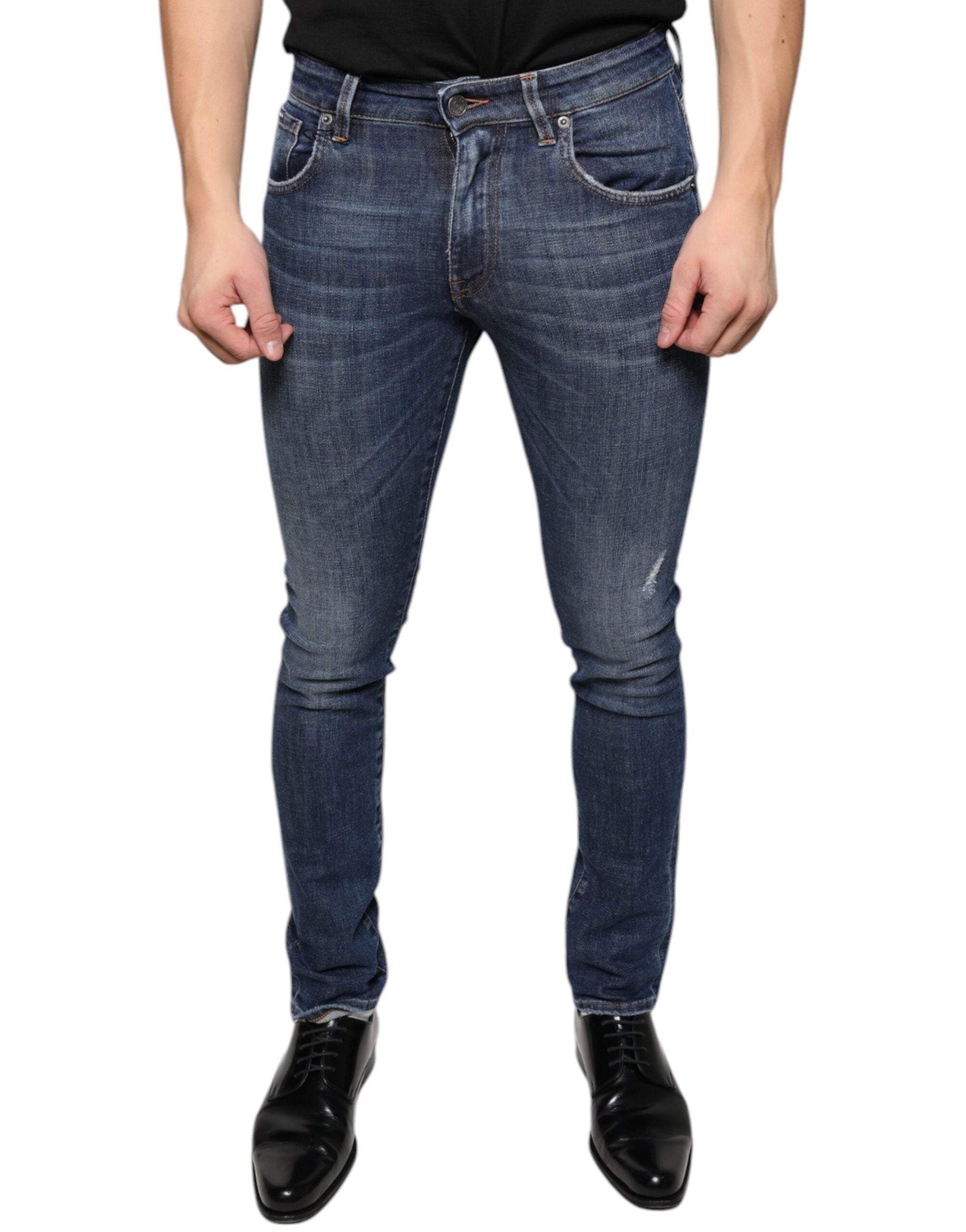 Dolce & Gabbana – Dunkelblaue Skinny-Jeans aus gewaschener Baumwolle