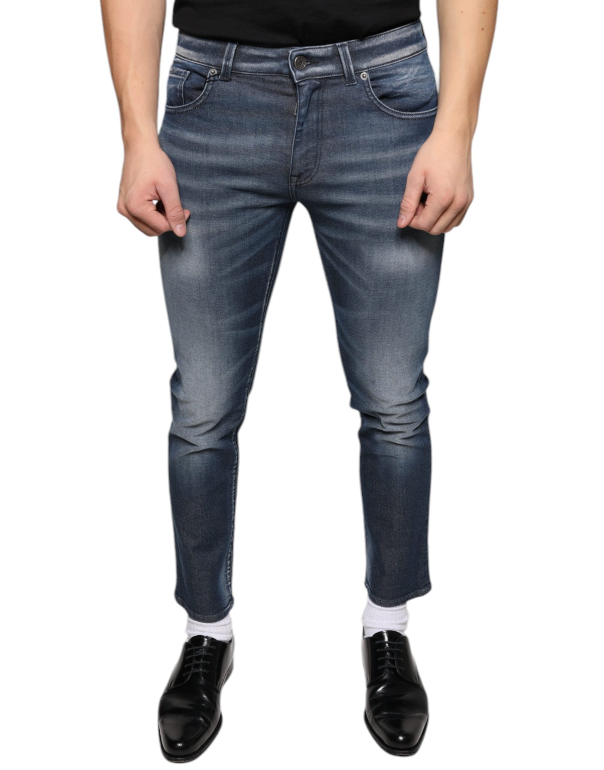 Dolce & Gabbana – Dunkelblaue Skinny-Jeans aus gewaschener Baumwolle