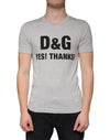 Dolce &amp; Gabbana – Graues T-Shirt mit Rundhalsausschnitt und kurzen Ärmeln und Logo-Print