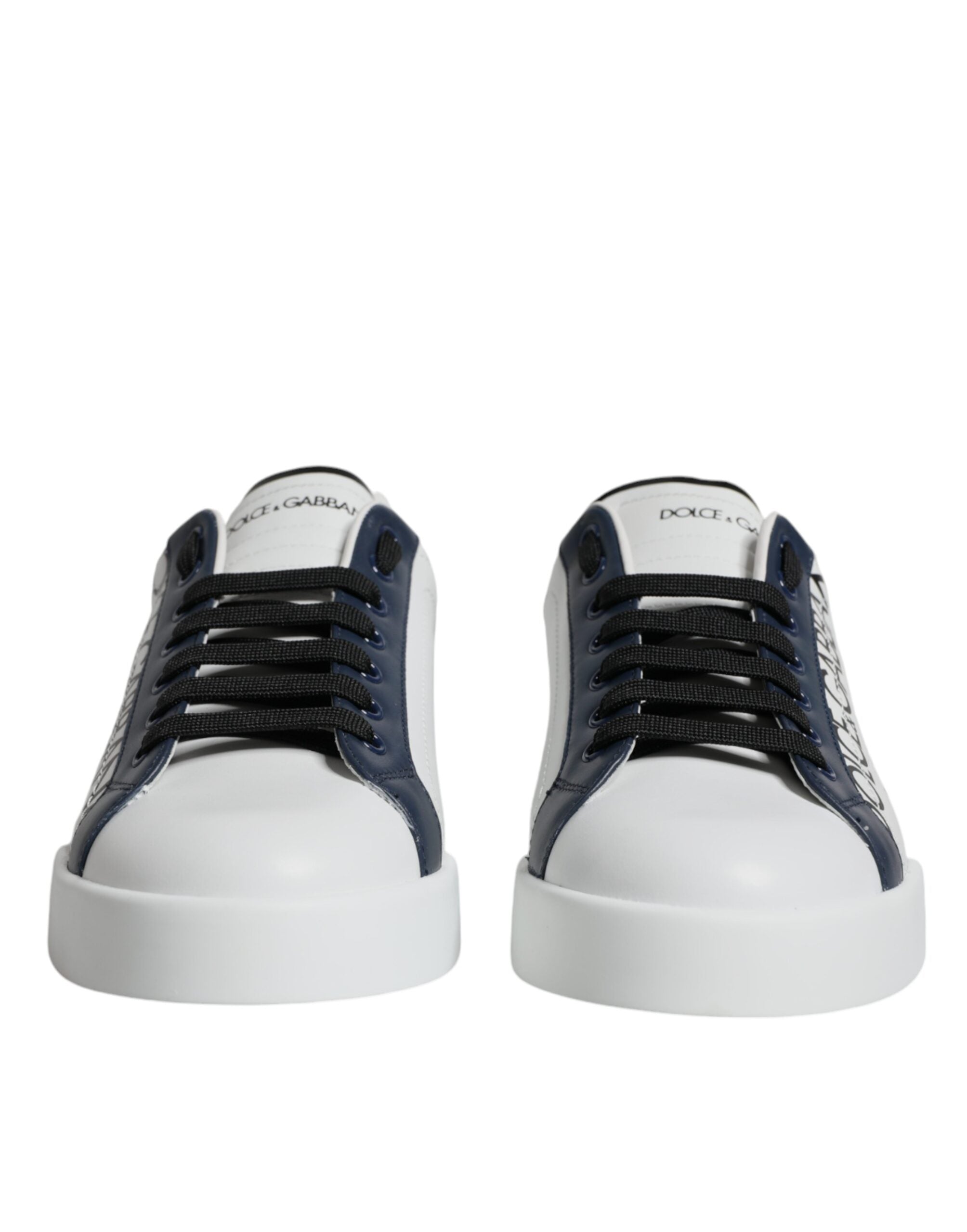 Dolce & Gabbana – Weiße und blaue Leder-Krone-Milano-Sneakers