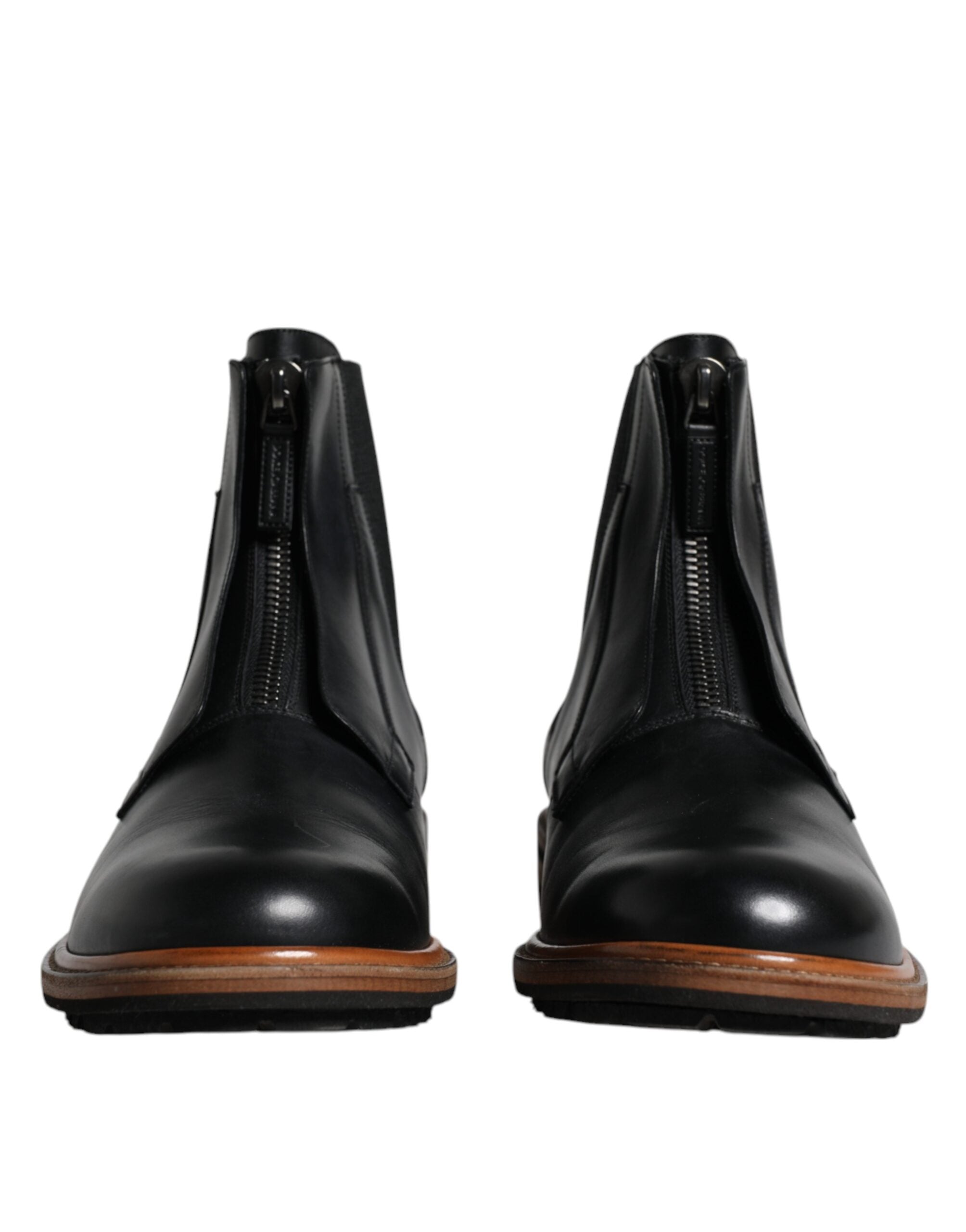 Bottines Chelsea mi-mollet en cuir noir Dolce & Gabbana pour hommes