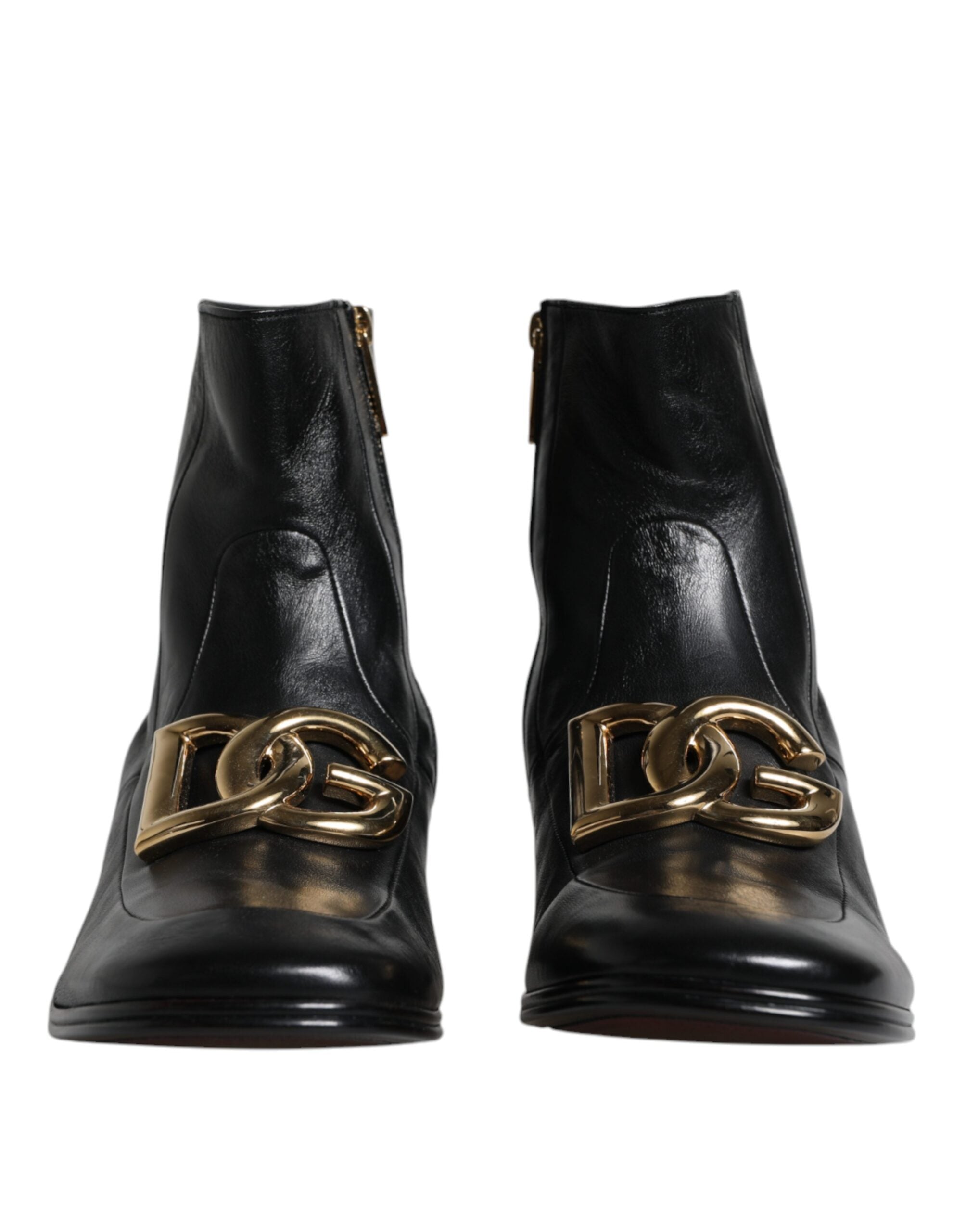 Bottines à logo en cuir nappa noir Dolce & Gabbana