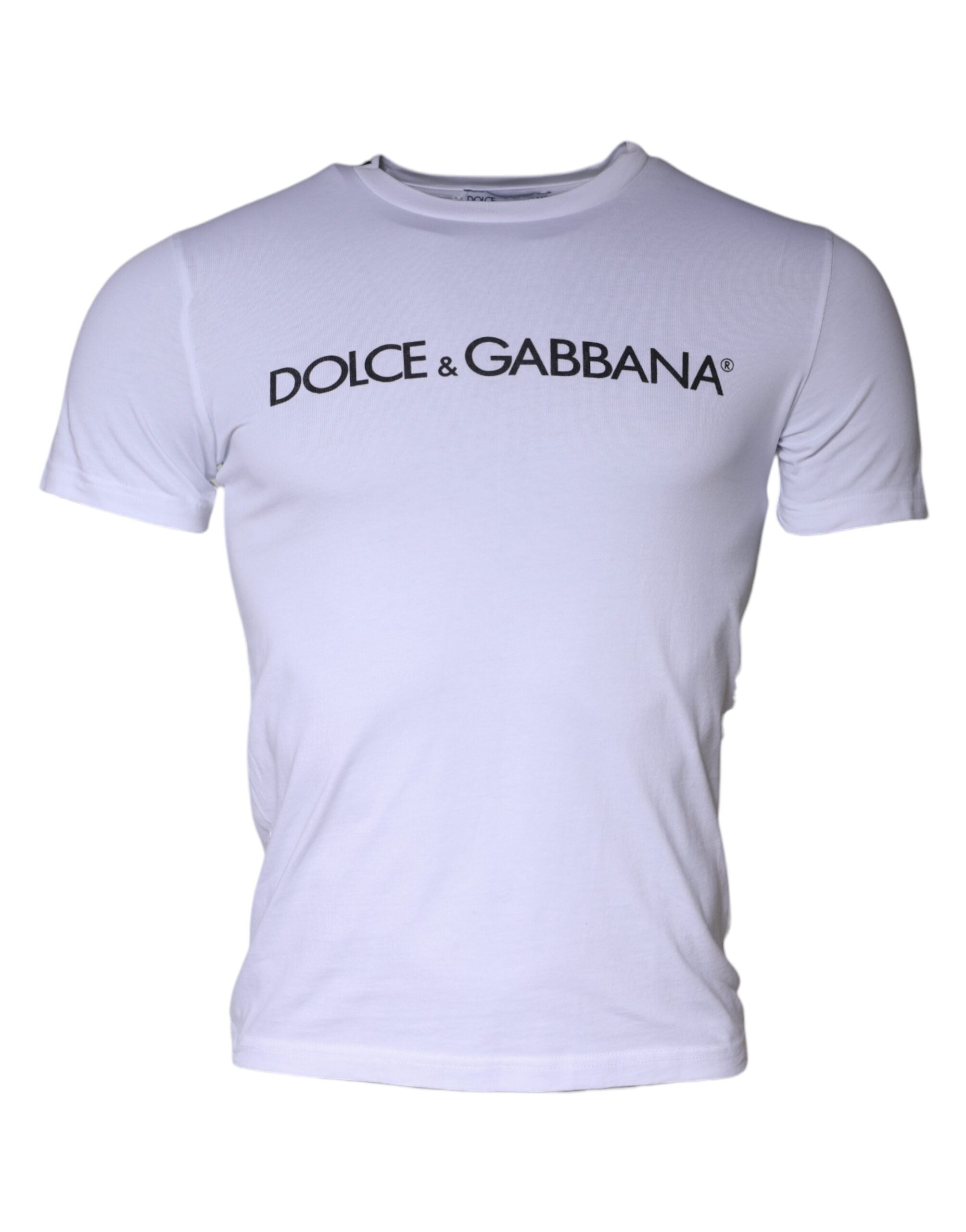 T-shirt ras du cou en coton blanc avec logo imprimé Dolce & Gabbana