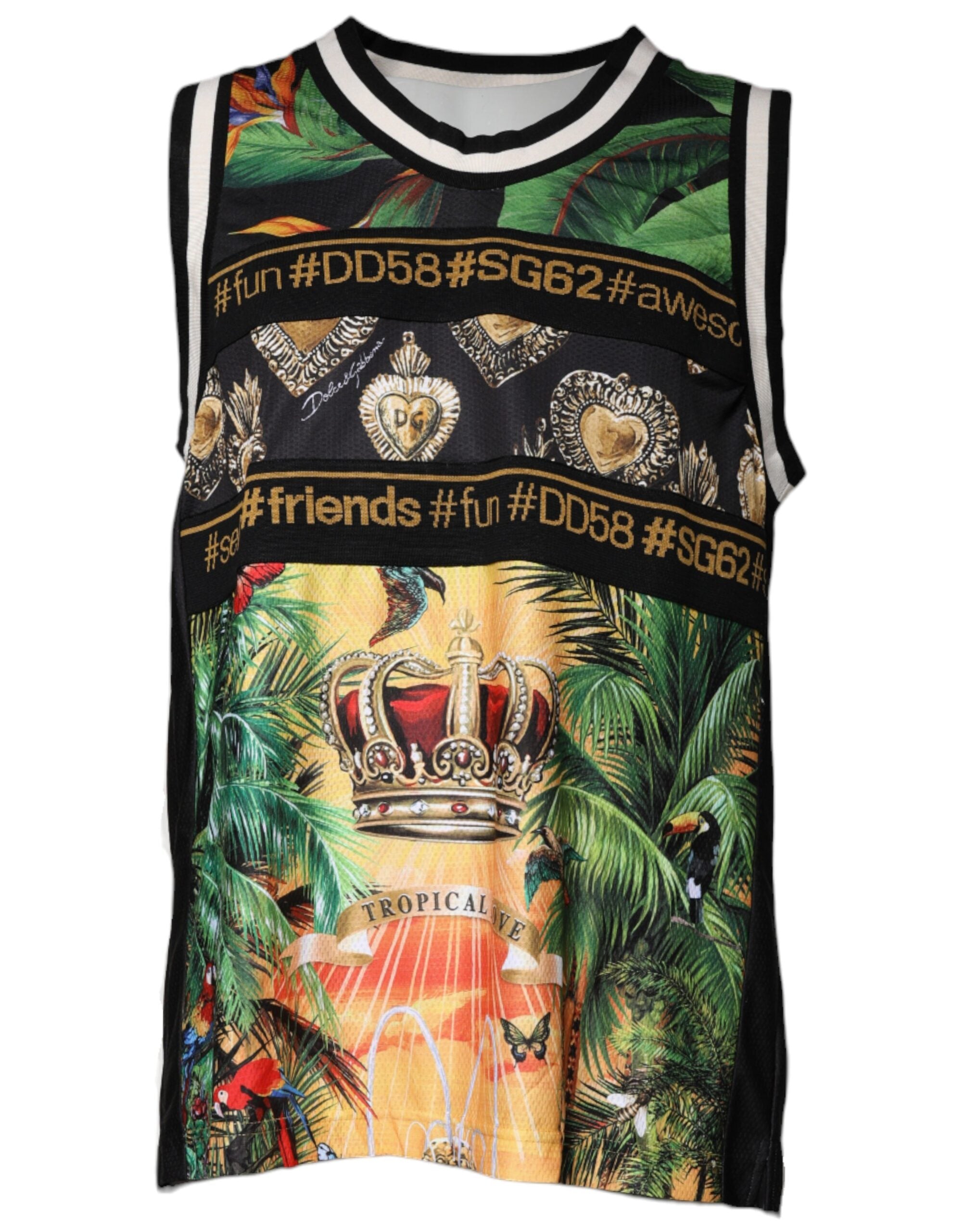 T-shirt débardeur sans manches à imprimé tropical multicolore Dolce & Gabbana