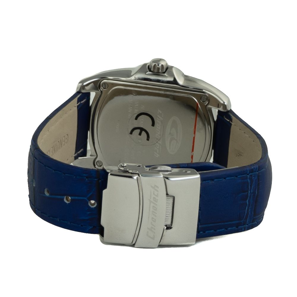 Montre Chronotech en cuir bleu