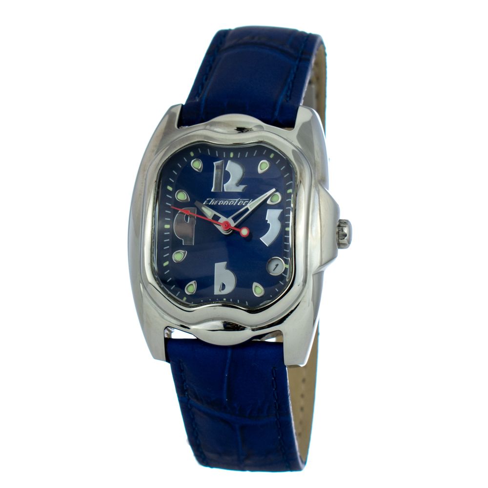 Montre Chronotech en cuir bleu