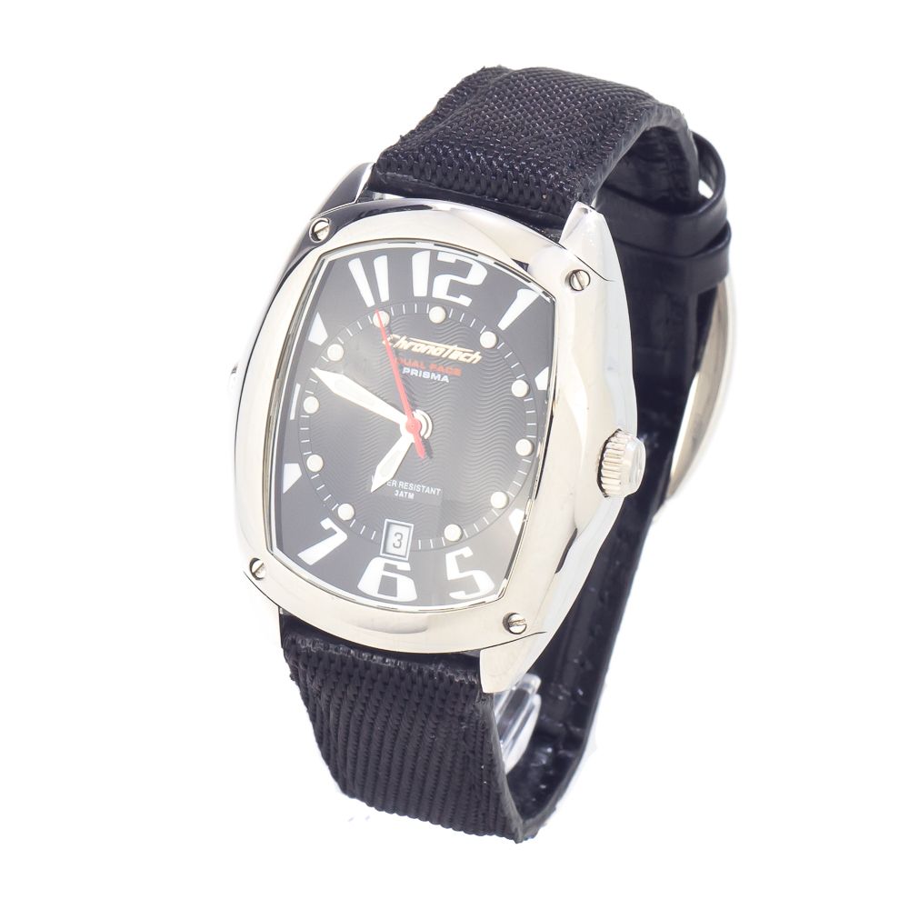 Montre Chronotech en cuir noir