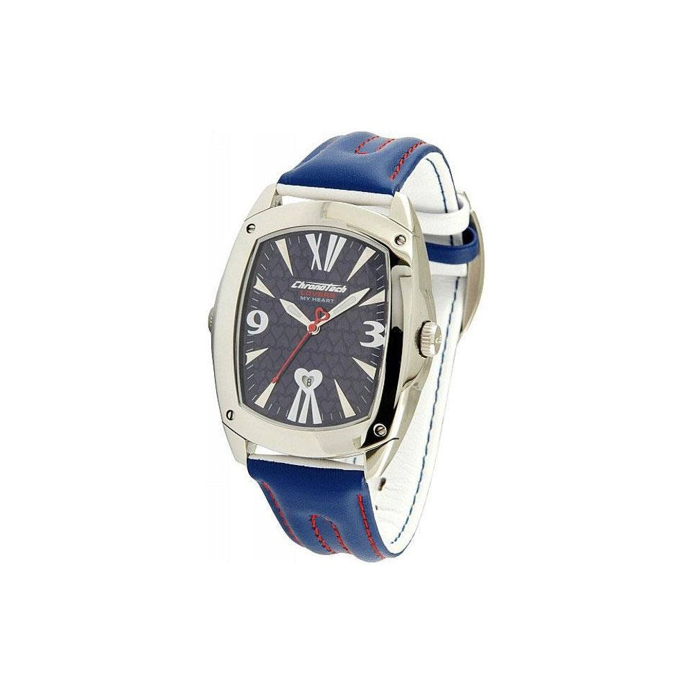 Montre Chronotech en cuir bleu