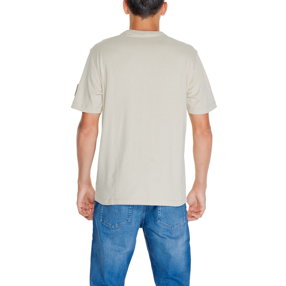 Calvin Klein Jeans – T-Shirt „Rigenerato“ aus Baumwolle in Beige