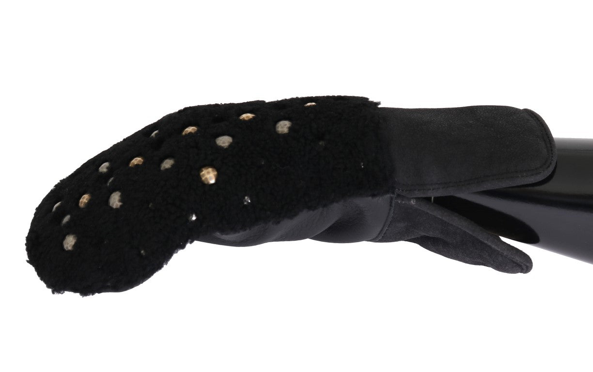 Gants pour homme en cuir noir clouté Dolce & Gabbana