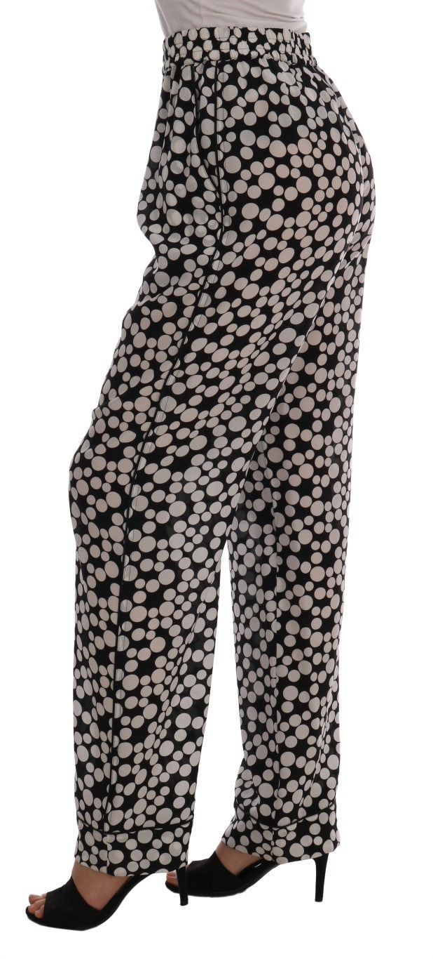 Dolce & Gabbana Elegante hoch taillierte Seidenhose mit Polka Dots