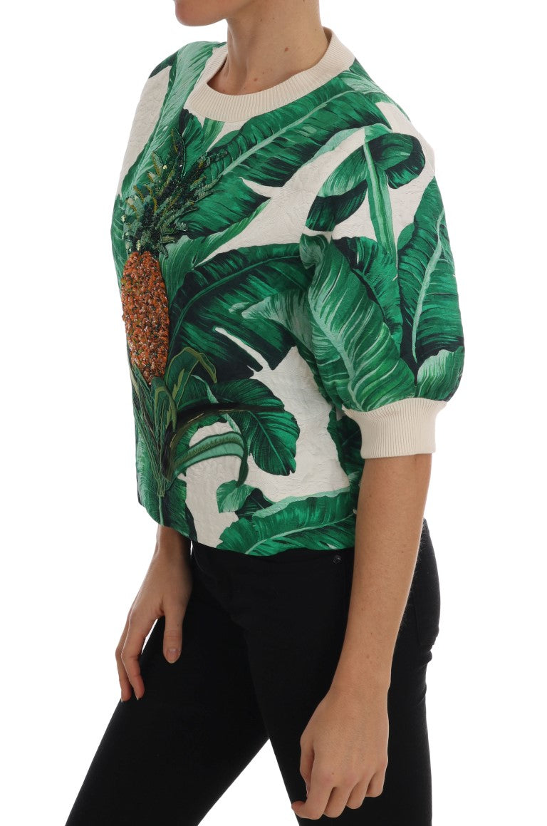 Dolce & Gabbana Pullover mit tropischen Pailletten - Lush Greenery Edition