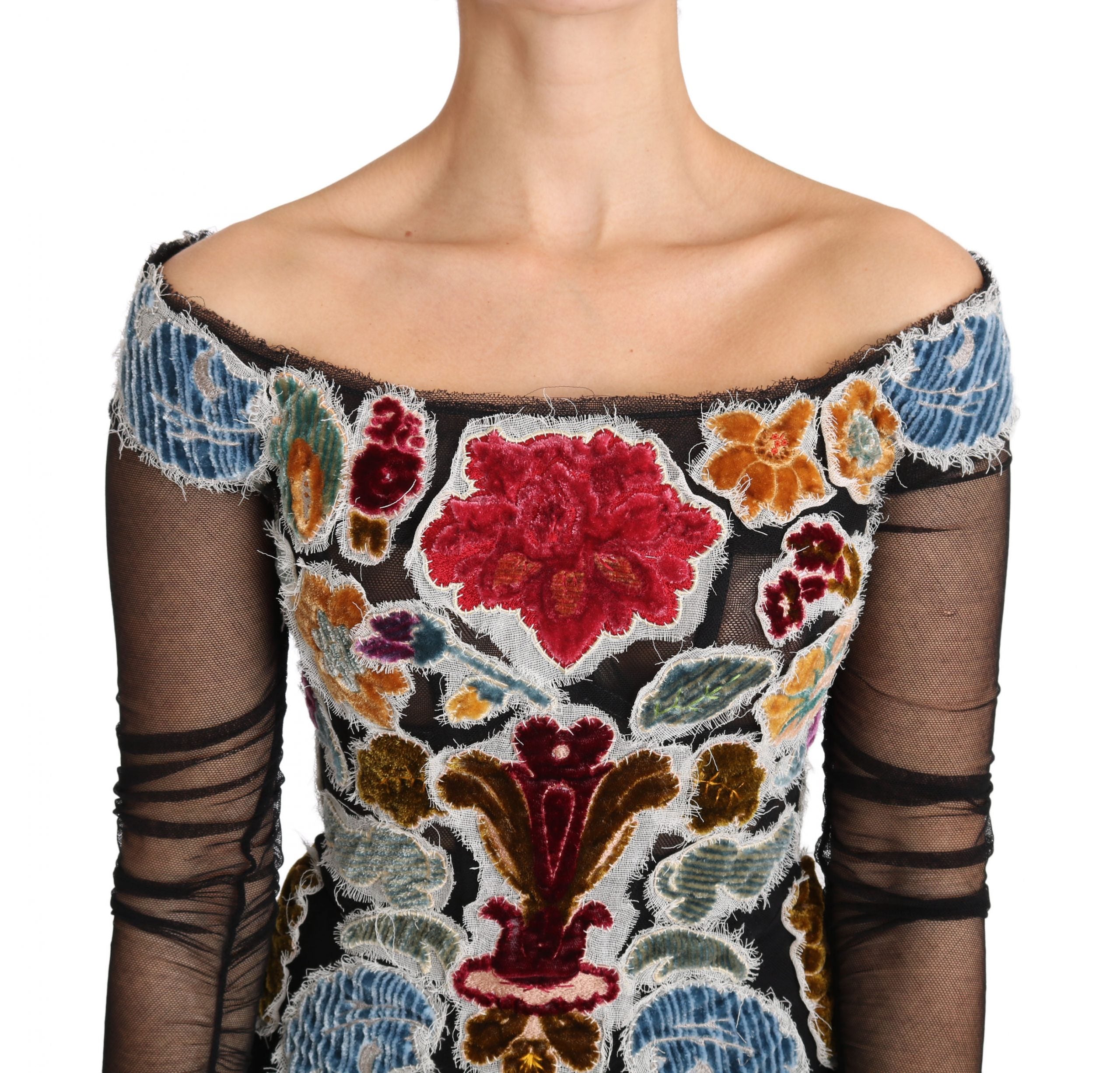 Haut élégant à manches longues et appliqués floraux Dolce & Gabbana