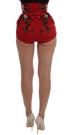 Short en soie rouge brodé de fleurs glamour Dolce &amp; Gabbana