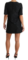 Dolce & Gabbana Elegant Black Button Embellished Mini Dress