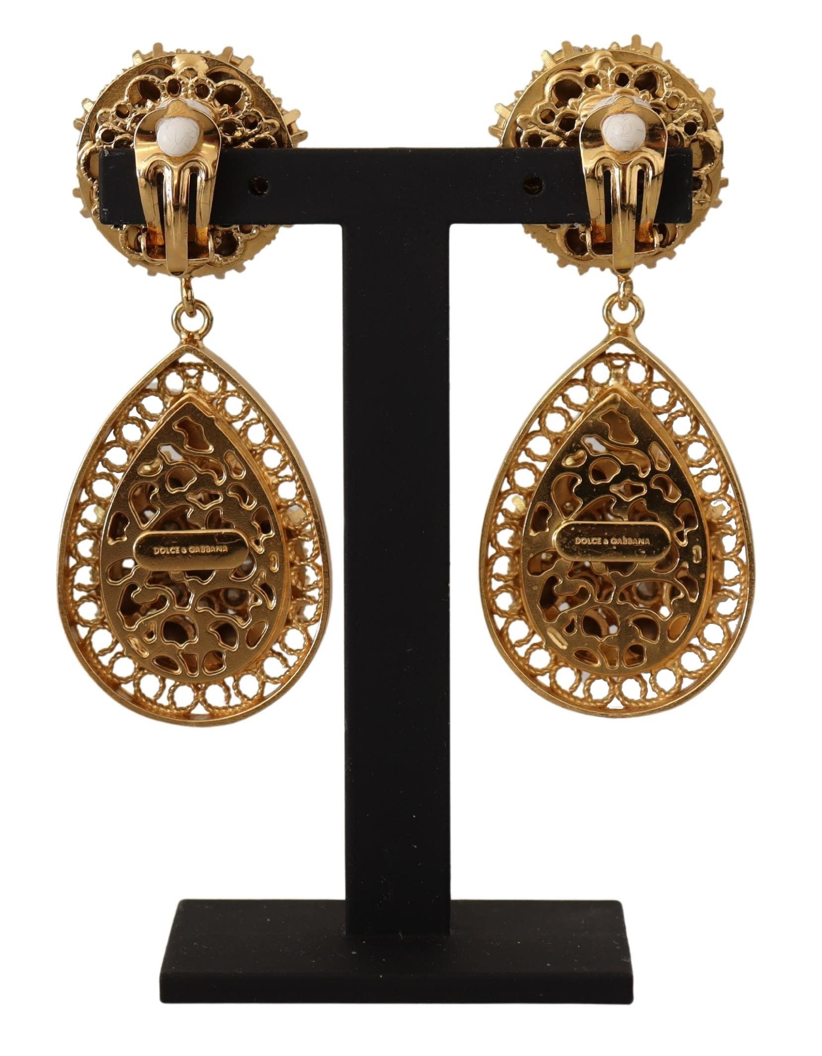 Boucles d'oreilles pendantes baroques en cristal multicolore Dolce & Gabbana