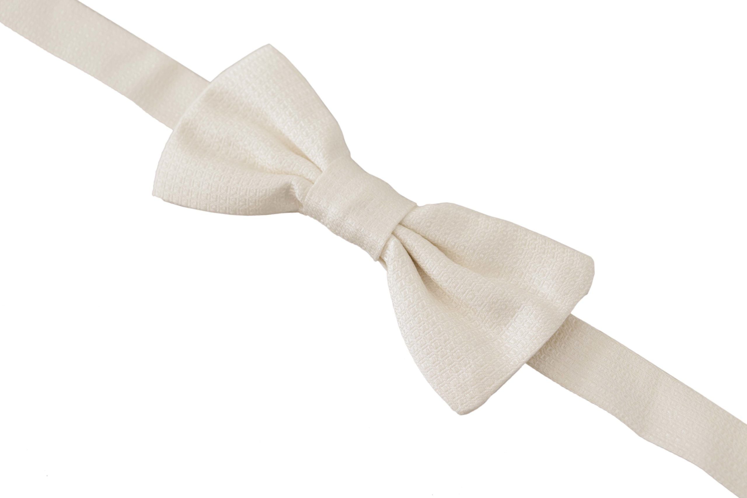 Dolce & Gabbana Elegant Silk Bow Tie in Off White